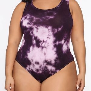 Purple tie dye body suit